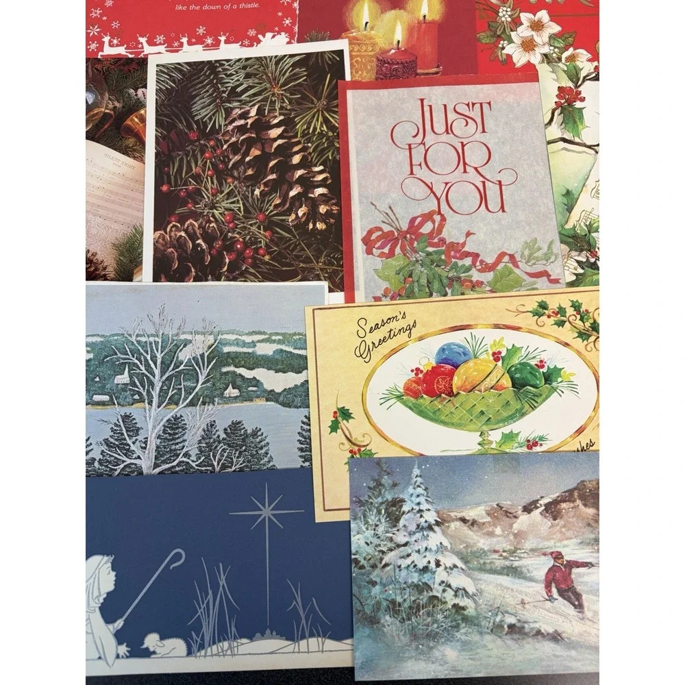 Vintage Christmas Cards Fronts ONLY Traditional Scrapbooking Decoupage Lot 50+